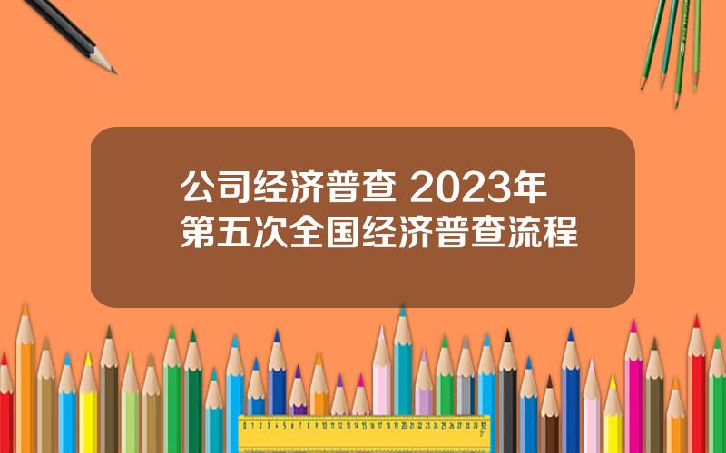 公司经济普查 2023年第五次全国经济普查流程